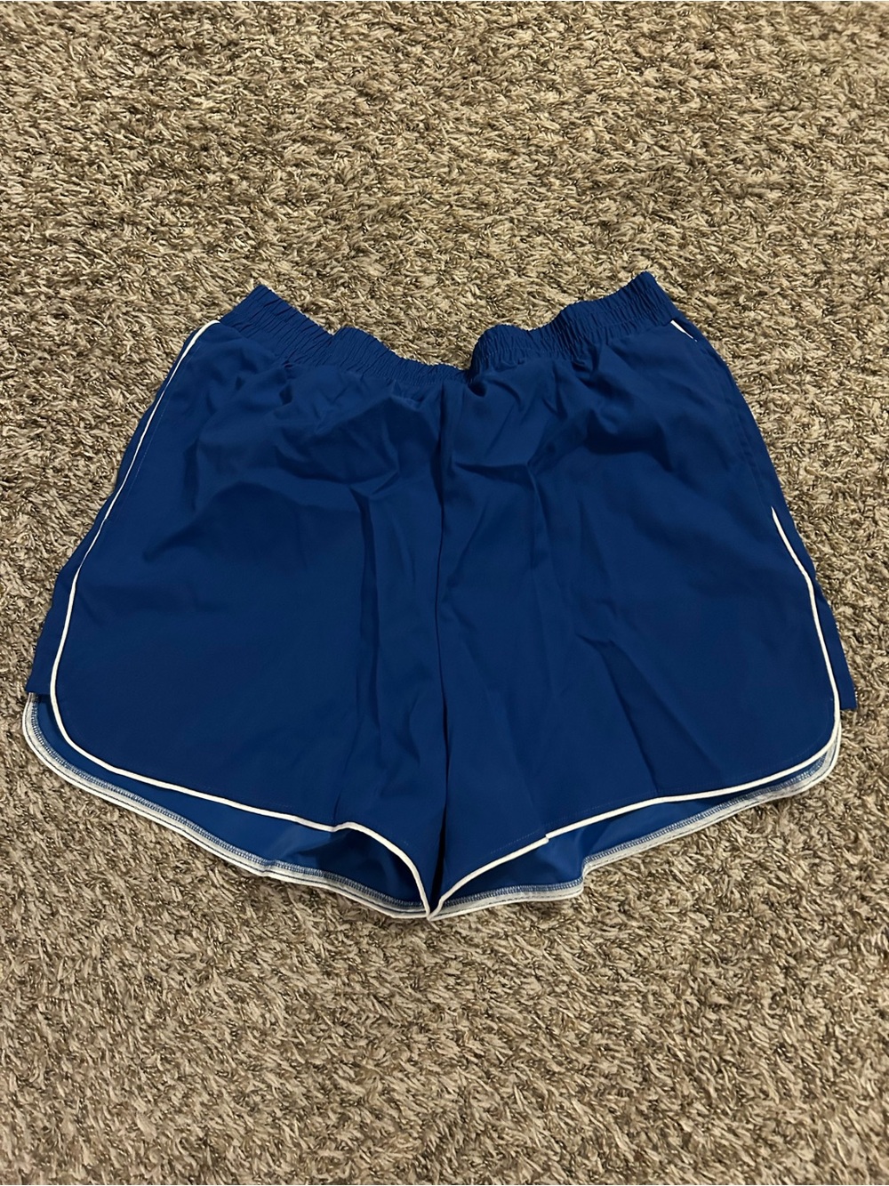 Women’s Blue Athletic Shorts with White Piping